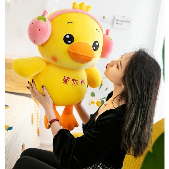 Gấu Bông Vịt Vàng Đeo Tai Nghe , Gối Ôm Đồ Chơi Vịt Ngộ Nghĩnh Đáng Yêu Siêu Hot Đủ Size 35Cm-50Cm-60Cm