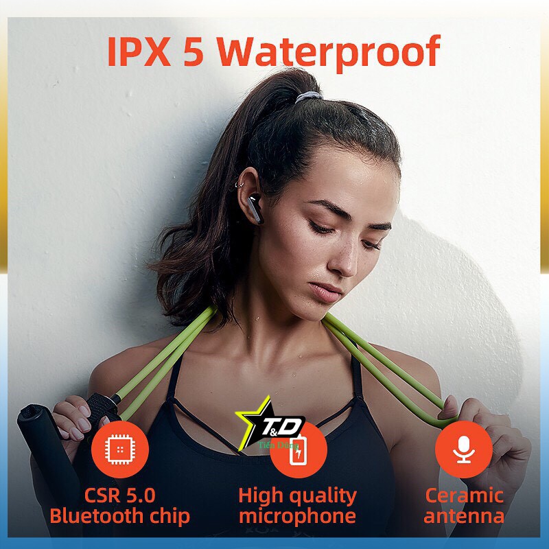 Tai nghe Bluetooth True Wireless QCY T3 - Tai nghe không dây QCY T3 chống nước IPX5 dòng QCY chính hãng