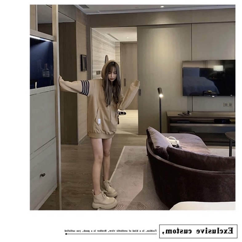 áo khoác hoodie nữ viền 4 sọc tay chỉ 89k