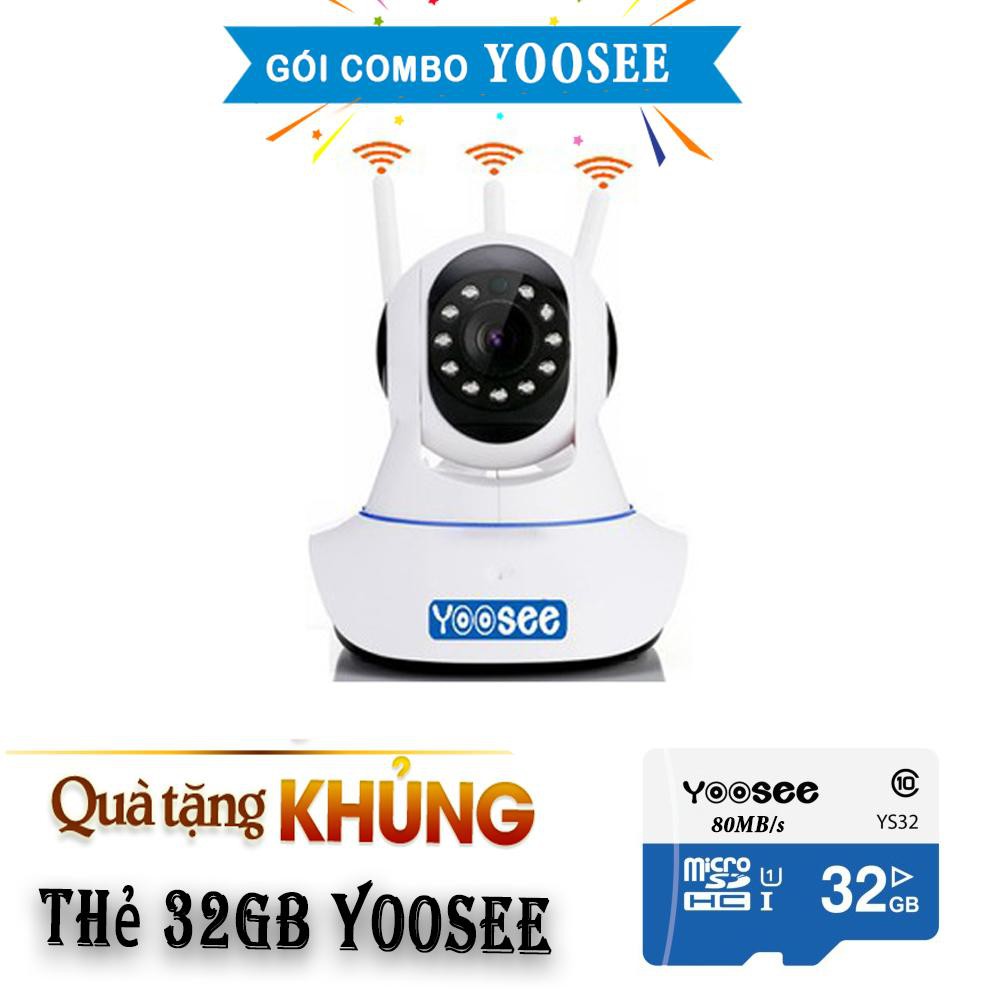 Camera IP Yoosee 3 râu HD 720P kèm thẻ nhớ 32gb