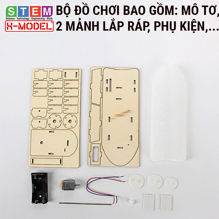 Đồ chơi sáng tạo STEM Ca nô gỗ mô tơ mái chèo X-MODEL ST68 đi được trên nước cho bé, Đồ chơi trẻ em| Giáo dục STEM,STEAM