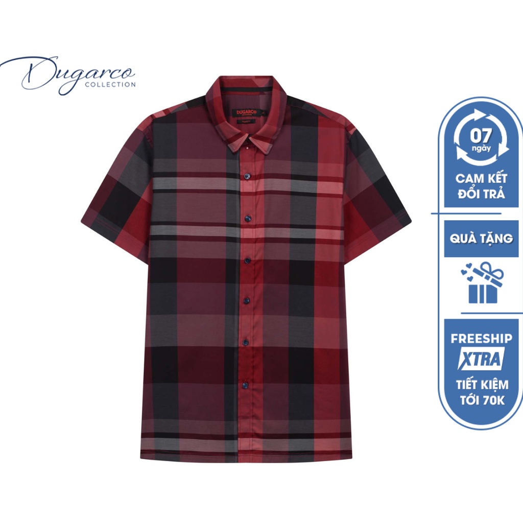Áo sơ mi DUGARCO kẻ nam công sở tay ngắn cotton 209SMS4132