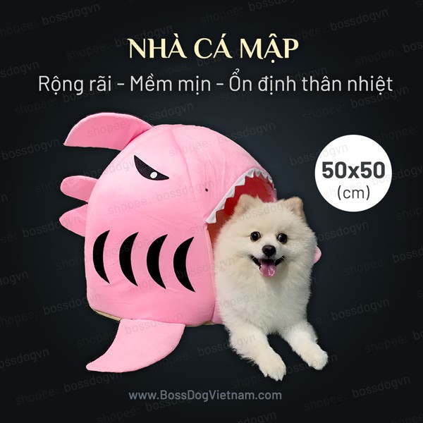 Nhà nệm cá mập cho chó mèo - Cho mọi dòng Poodle, pug, pom, corgi v.v | BossDog