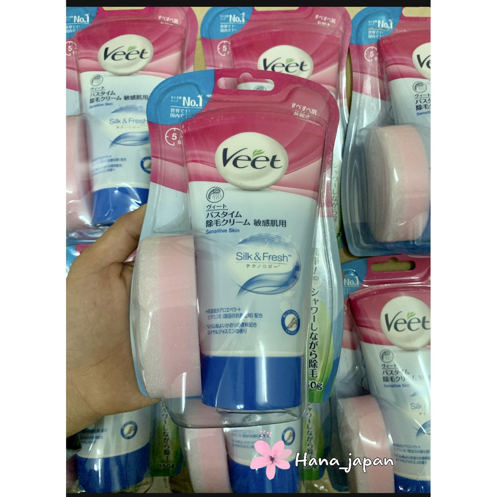 Kem Tẩy Lông Veet 150gr Kèm Bông Cọ Nội Địa Nhật