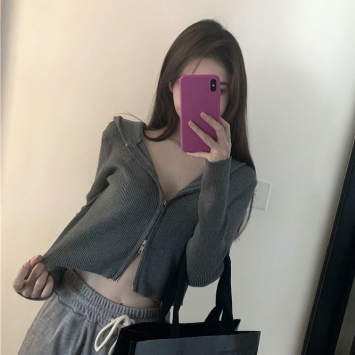 Áo dệt kim BH phối khóa kéo phong cách Hàn Quốc thời trang sành điệu cho nữ