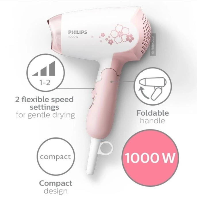 Máy sấy tóc Philips HP8108 1000W, bảo hành 2 năm | Hàng chính hãng