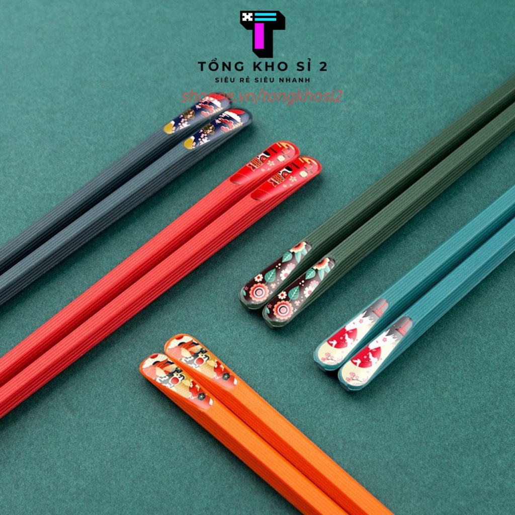 PVN33708 Bộ 5 Đũa Nhật, Bộ Đũa Gia Đình Sợi Thủy Tinh Chịu Nhiệt Chống Mốc Phong Cách Nhật T2