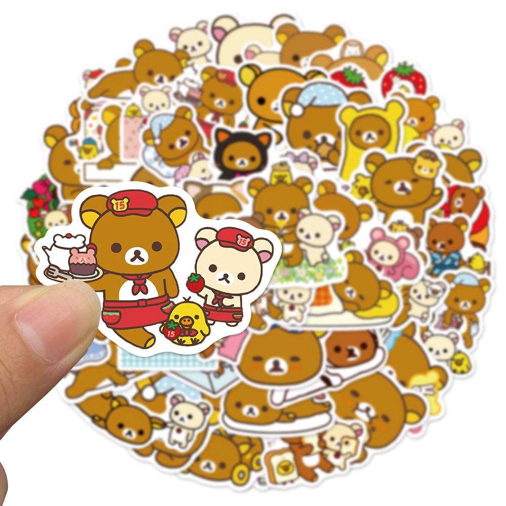 Set 50 sticker hình gấu Rilakkuma dễ thương trang trí đa năng