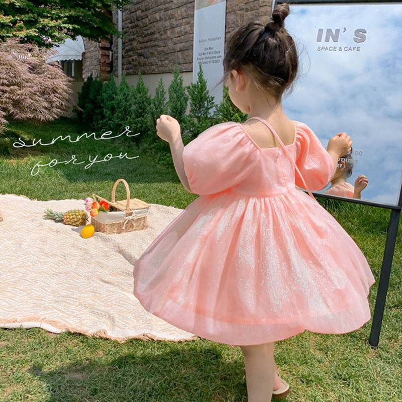 Đầm Bé Gái Đầm Công Chúa Tay Ngắn Màu Trơn Se7en Cho Bé Gái