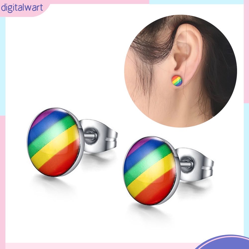 Khuyên Tai Tròn Màu Sắc Cầu Vồng Thời Trang Thanh Lịch Dành Cho Nữ