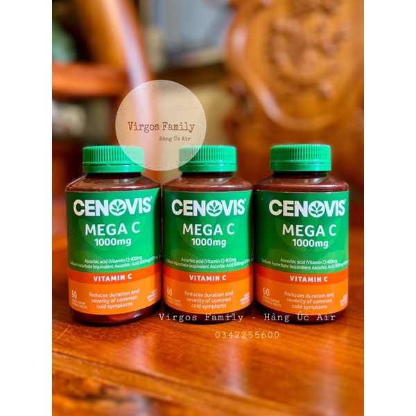 Viên ngậm Vitamin C Cenovis Mega C 1000mg lọ 60 viên