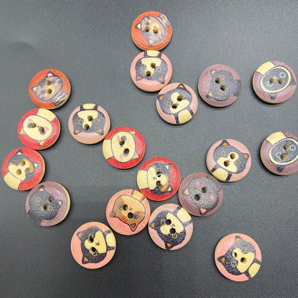 Set 100 cúc áo gỗ in hình hoạt hình dễ thương