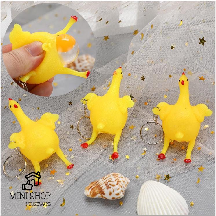 (Xả Xì Trét) Gà Đẻ Trứng Thú Vị - Bóp Tay Kiêm Móc Khóa