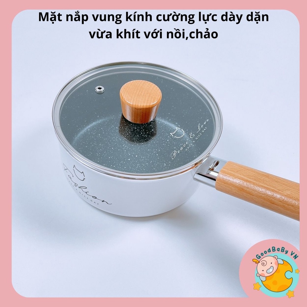 Bộ nồi chảo ăn dặm ,nấu cháo,quấy bột kèm xửng hấp cho bé FASHION chống dính cao cấp Goodbabyvn