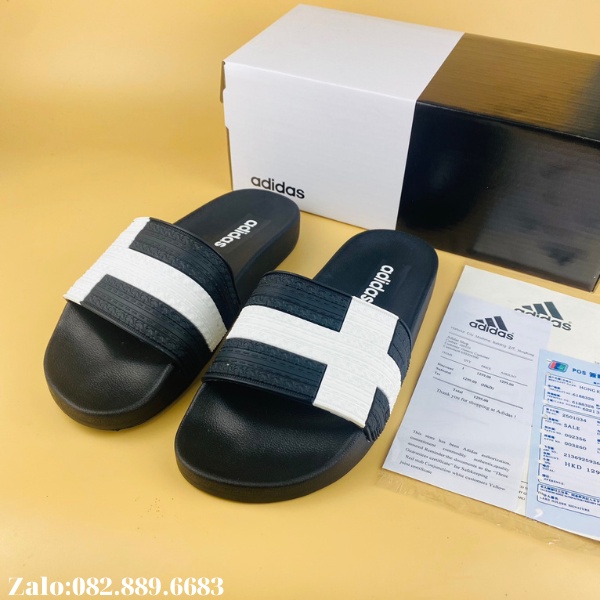 Dép nam thời trang ADIDAS hai màu đỏ, đen thiết kế ôm chân, quai sần chống bám nước chất lượng cao , lên chân cực đẹp