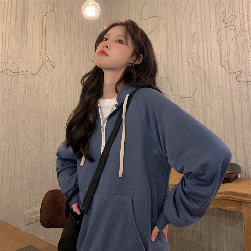 Áo hoodie dài tay phối khóa kéo cá tính trẻ trung