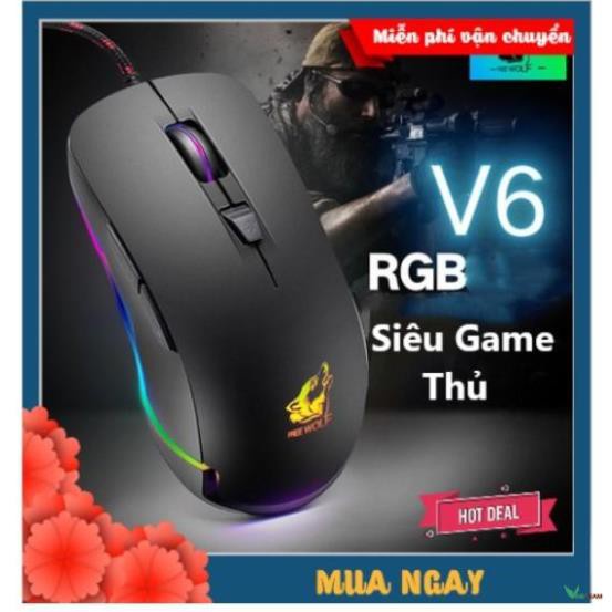 CHUỘT GAMING FREE WOLF V6 Premium LED RGB, Nhiều Chế Độ Led Khác Nhau, Chơi Mọi Tựa Game Trên Máy Tính, PC, Laptop