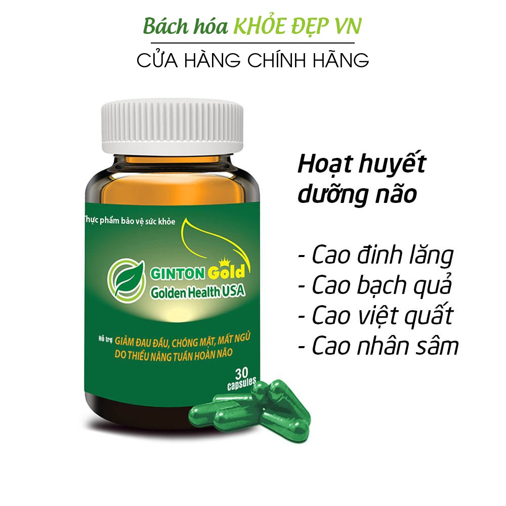 Hoạt huyết dưỡng não cao bạch quả, cao đinh lăng, cao việt quất giảm đau đầu, mất ngủ - 30 viên