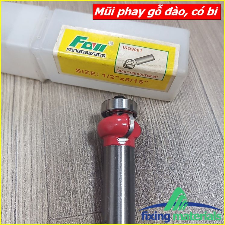 Mũi phay gỗ đào (có bi) cốt 12 ly (mũi router, dao phay gỗ, mũi soi gỗ)