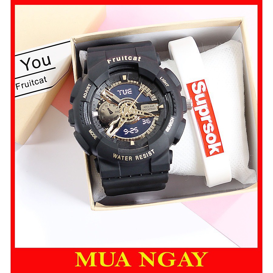 Đồng hồ thời trang nam nữ Fruitcat chạy kim giả điện tử cá tính DH108
