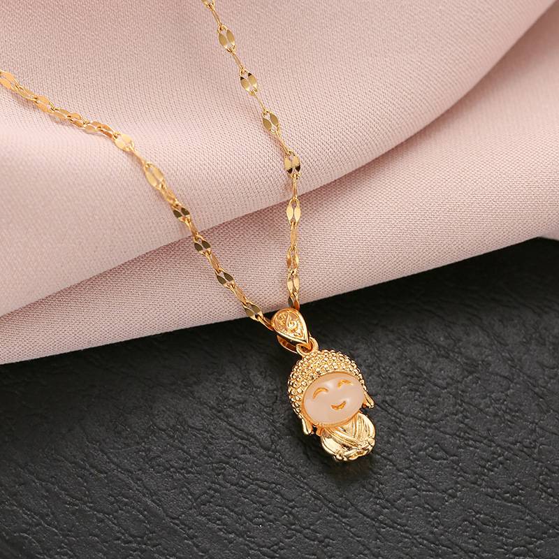 Vòng cổ Thép Titan Mạ Vàng 24K Mặt Cười Phật Maitreya