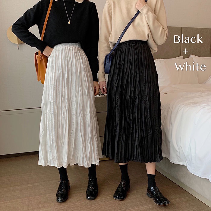 Chân váy SUXI dáng chữ A xếp ly đơn giản phong cách Hàn Quốc cho nữ