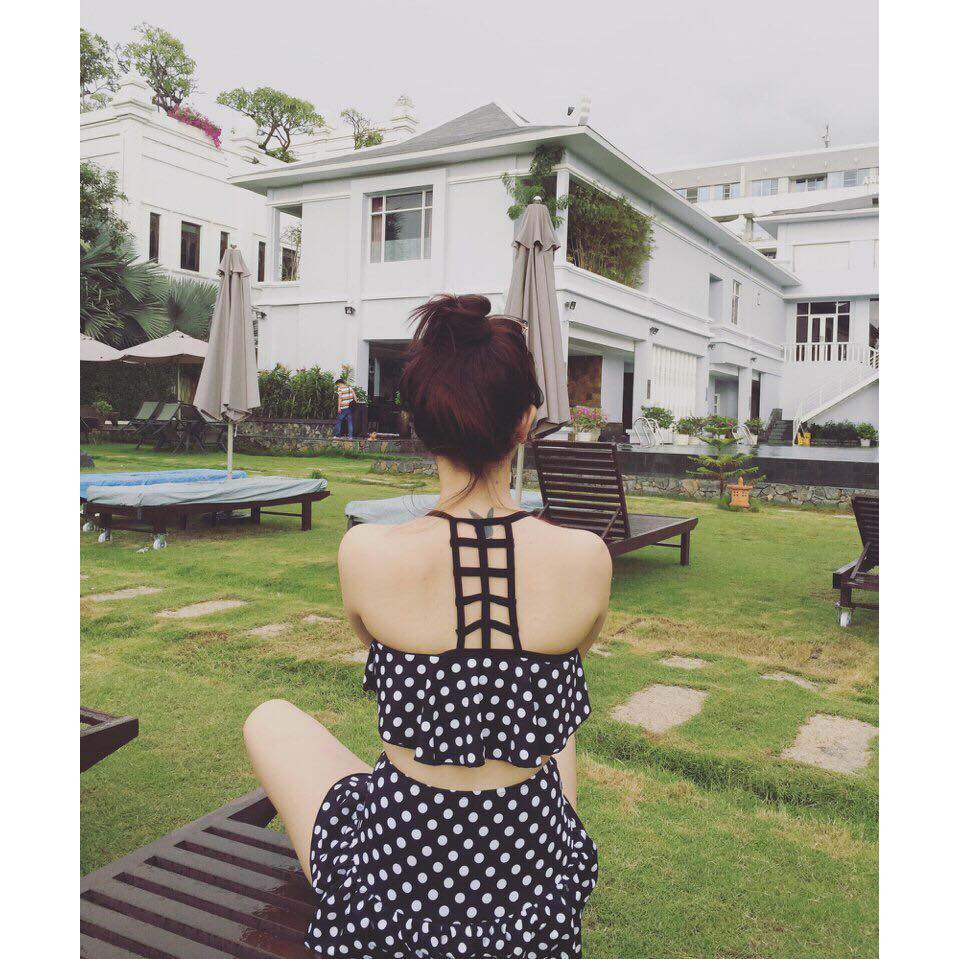 Bikini Áo tắm 2 mảnh phối dây đan ô lưng 3 màu (Ảnh thật) | BigBuy360 - bigbuy360.vn