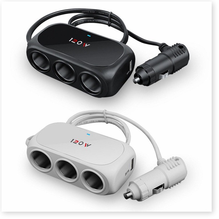 Bộ Chia Cổng Sạc Ôtô đa năng, 3 Tẩu Sạc, 2 Cổng USB