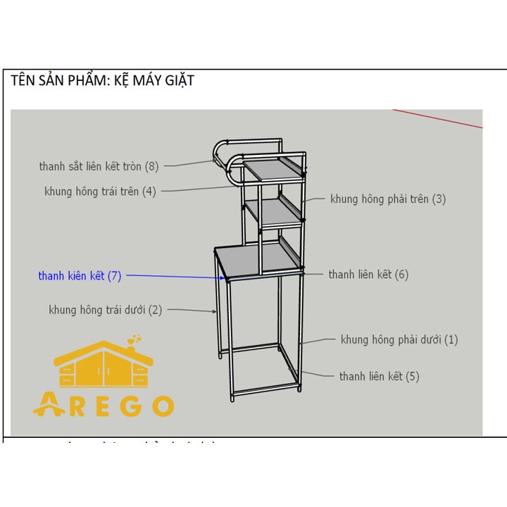 Kệ Máy Giặt Cửa Ngang 3 Tầng AREGO