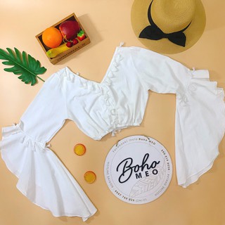 (CÓ SẴN) Áo croptop xô xốp tua rua