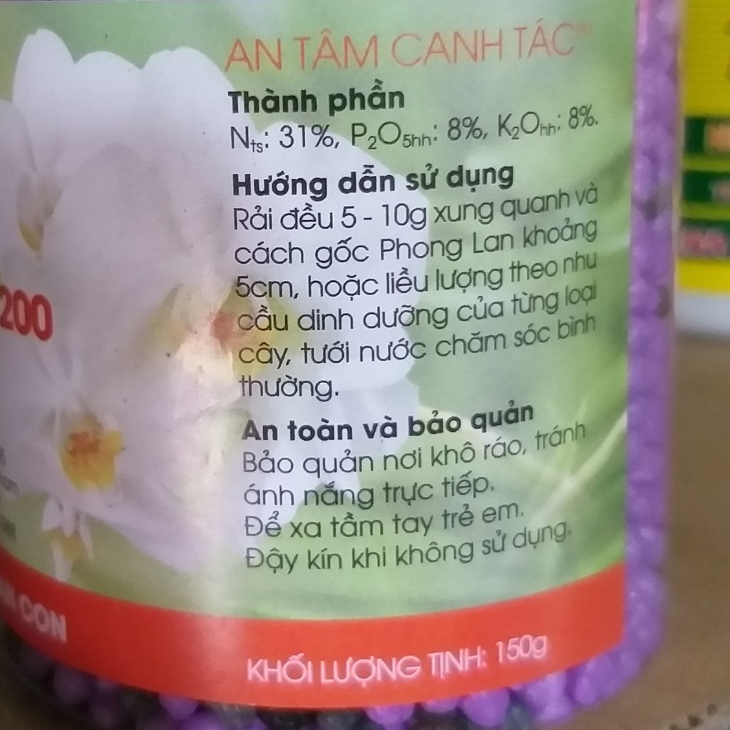 Phân Tan Chậm Thông Minh RYNAN 200 (150g), Phân NPK 31-8-8+TE dùng cho hoa lan, cây kiểng