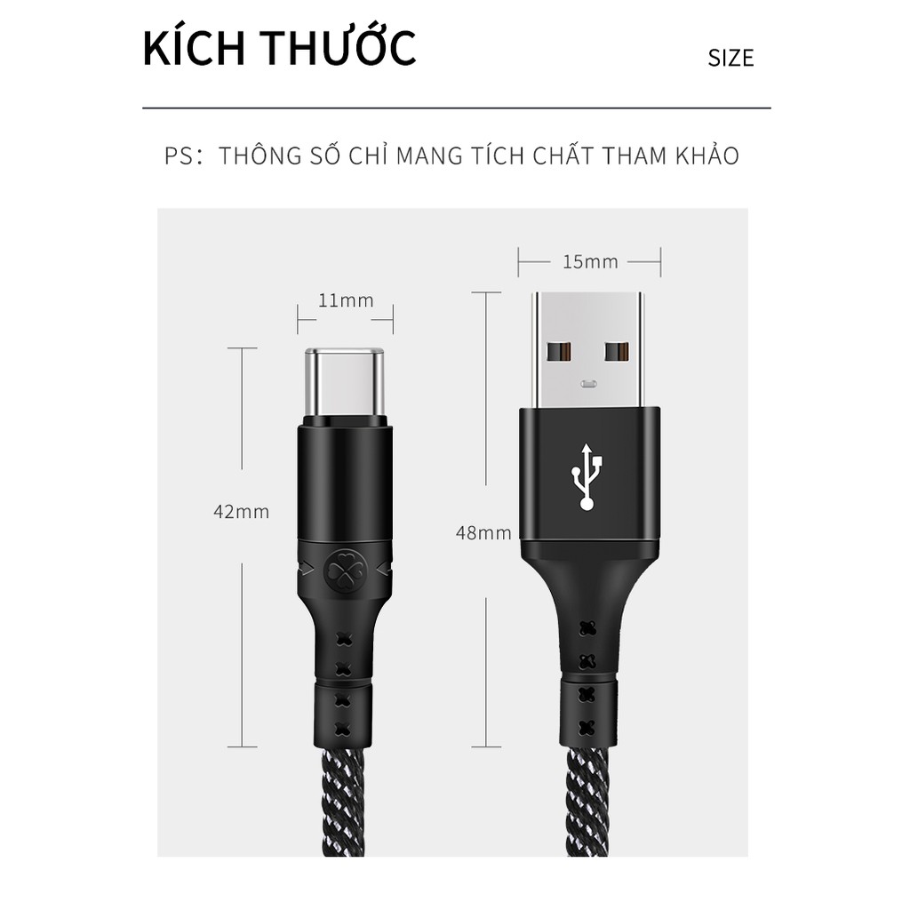 Cáp sạc nhanh siêu bền Hukey L12 , siêu chắc cho điện thoại Samsung, Huawei, Oppo Iphone