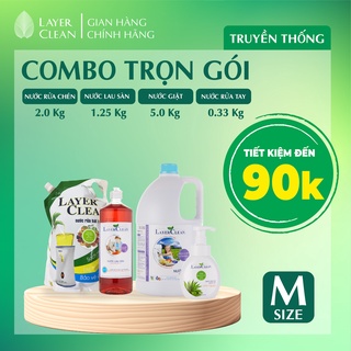 Combo trọn gói size M nước rửa chén Quýt+nước lau sàn Quế+nước giặt Gió biển+nước rửa tay