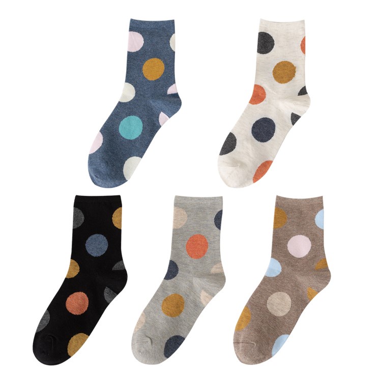 Đôi vớ WAFNHA WAFNHA D254 thời trang nữ cổ trung họa tiết chấm bi dễ phối đồ