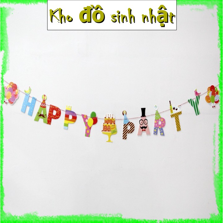 Dây chữ trang trí sinh nhật bố cục phim hoạt hình -dài 3M, dây treo chữ Happy Birthday trang trí tiệc