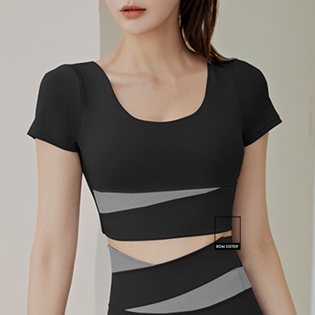 Áo lót tập Yoga - Gym croptop có tay thun co giãn 4 chiều BOM SISTER AT0060