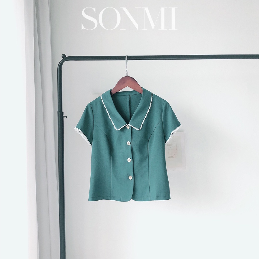 Set Áo Chân Váy Công Sở SONMI Hàn Quốc Màu Xanh Rêu Và Đỏ Đun HARPER ELLA