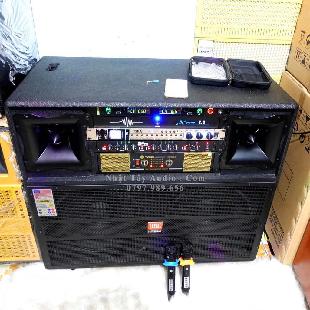 Thùng Loa Kéo Điện NT 1006 Pro, Dàn âm thanh karaoke di động công suất lớn, Loa kéo bass đôi 40 cao cấp