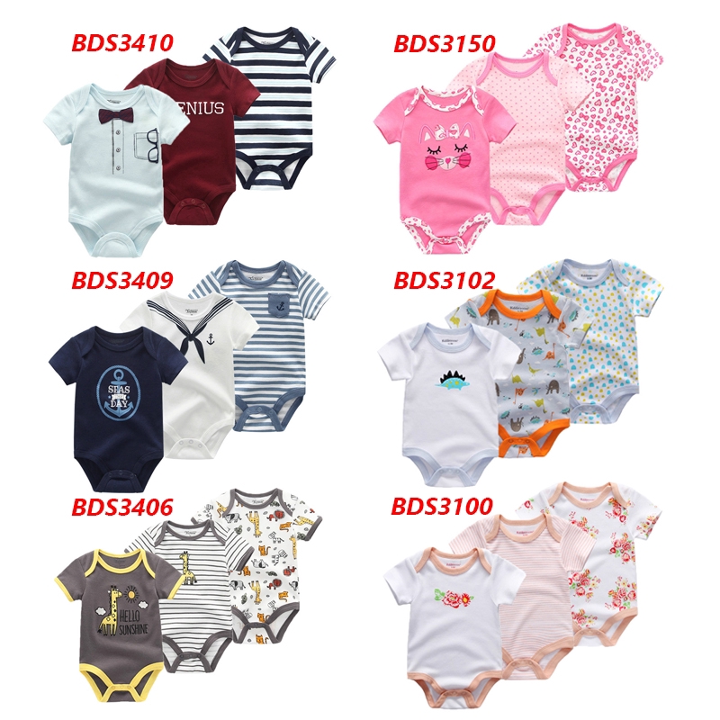 3PCS newborn baby pants romper jumpsuit short-sleeved summer cotton clothes spot