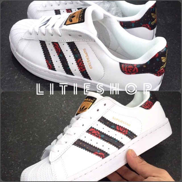 Giày ADIDAS SUPERSTAR GS WHITE FLORAL HOA Cao Cấp