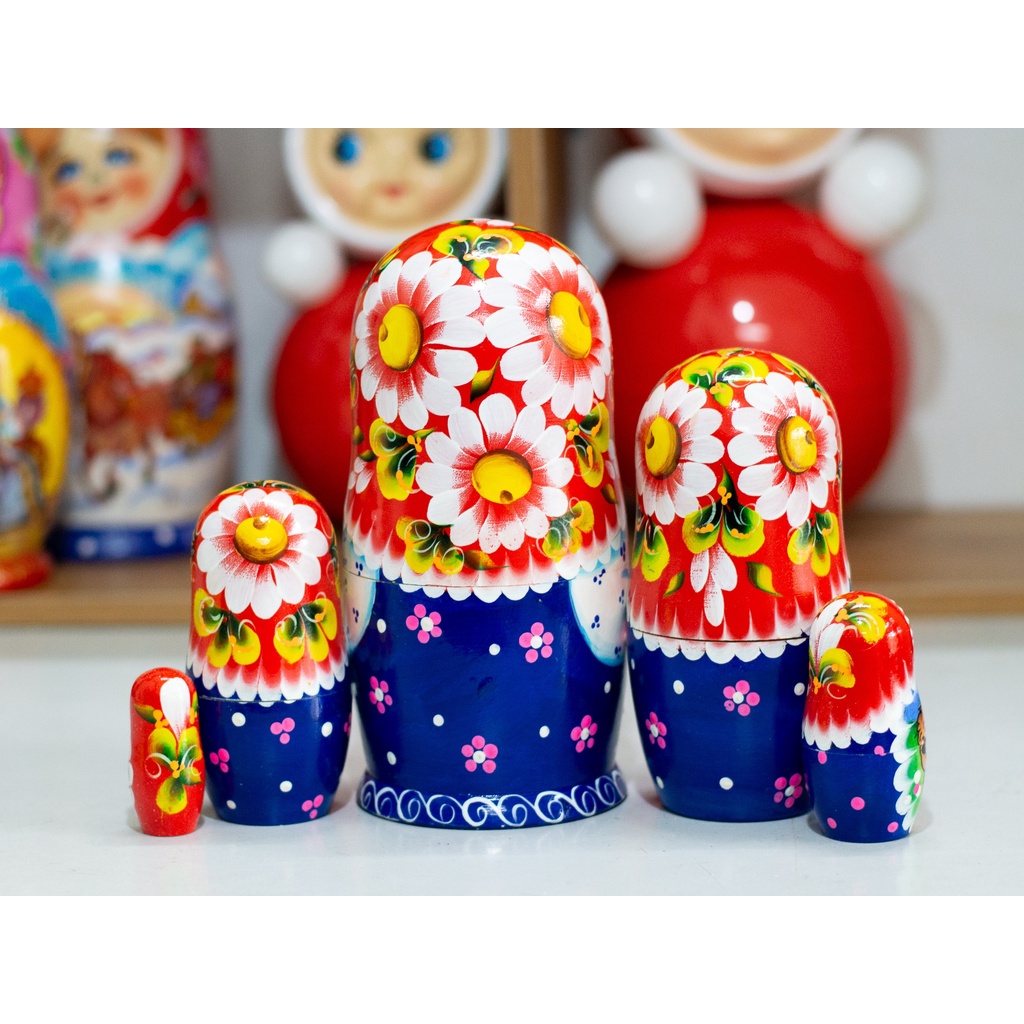 (CÓ VIDEO CỰC DỄ THƯƠNG) BỘ BÚP BÊ NGA MATRYOSHKA 5 LỚP 18CM HOA VĂN &quot;CÔ BÉ VÀ GẤU MISA&quot; CỰC ĐẸP VÀ ĐỘC ĐÁO