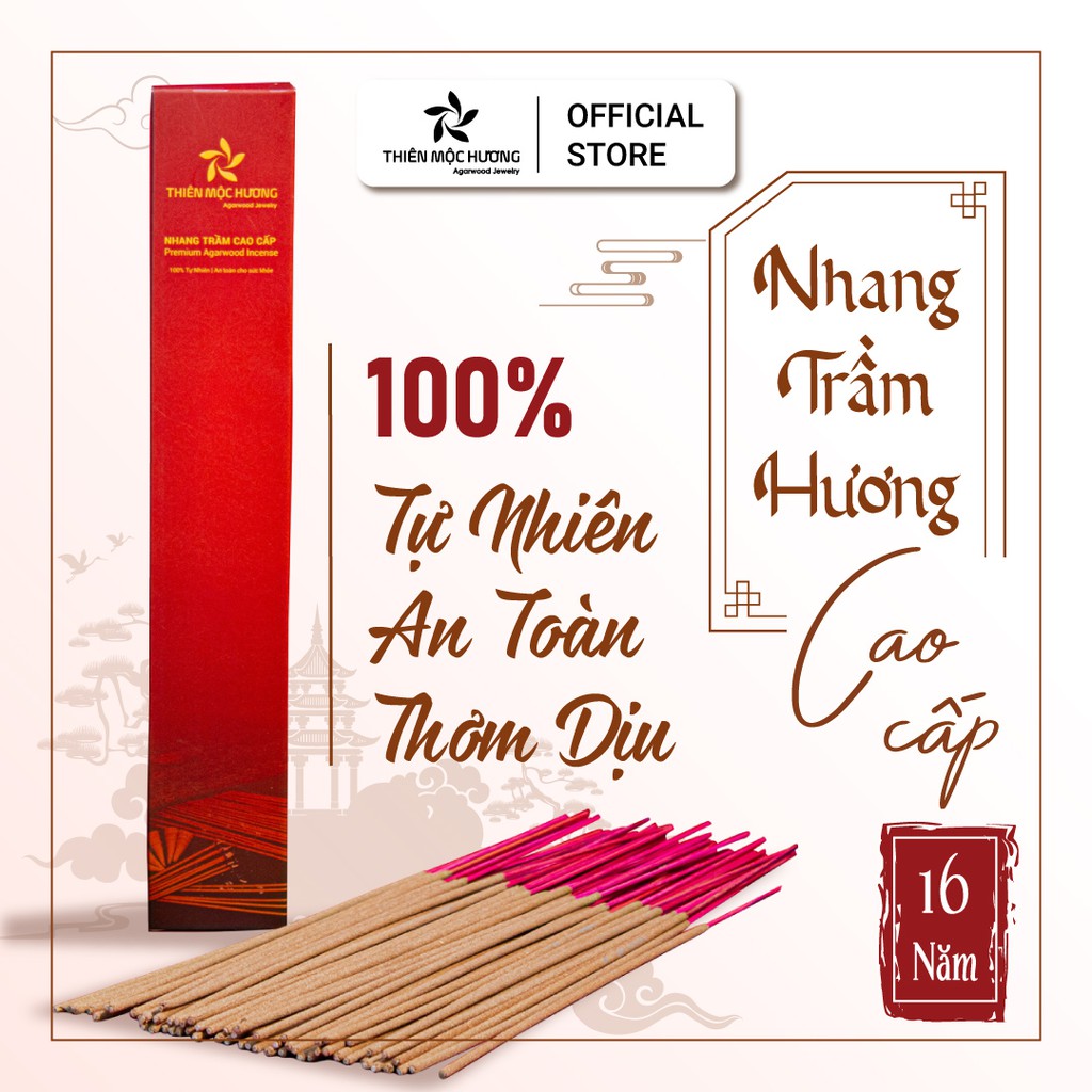 Nhang Trầm Hương tự nhiên Cao Cấp - Loại 16 năm - Thơm dịu nhẹ, không cay mắt, không kích mũi, lưu hương cực lâu