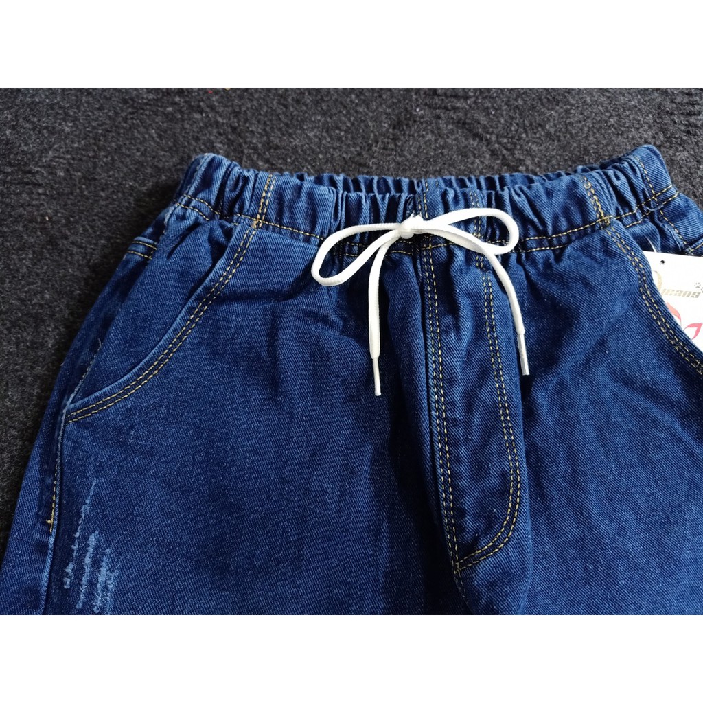 [Bigsize] Quần baggy jean nữ mẫu rách suông lai tua đắp vải thêu chữ