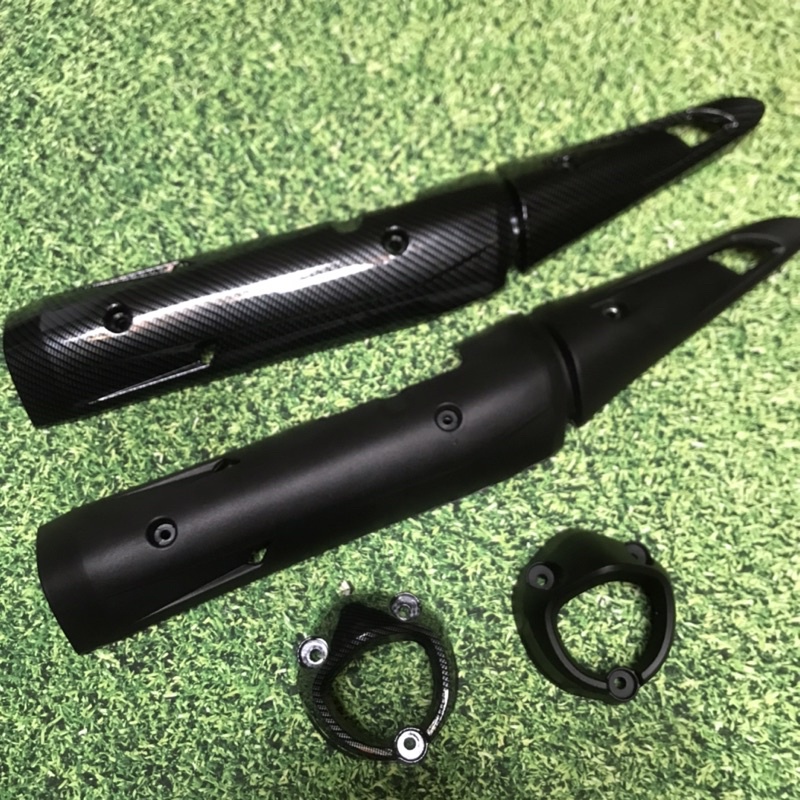 Ốp pô và chụp đích pô xe EX 150 giả zin màu đen-Cacbon