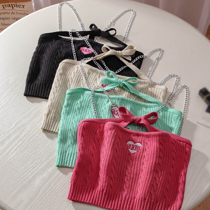 Áo Croptop Sát Nách Hoạ Tiết Thêu Thiết Kế Ôm Sát Tôn Dáng