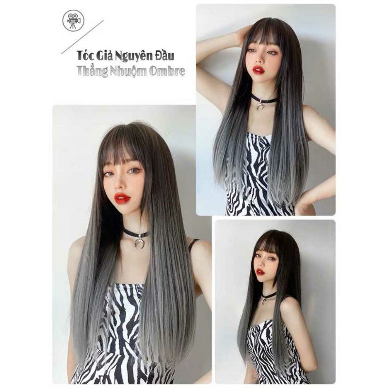 tóc nguyên đầu thẳng omprer 2 mau