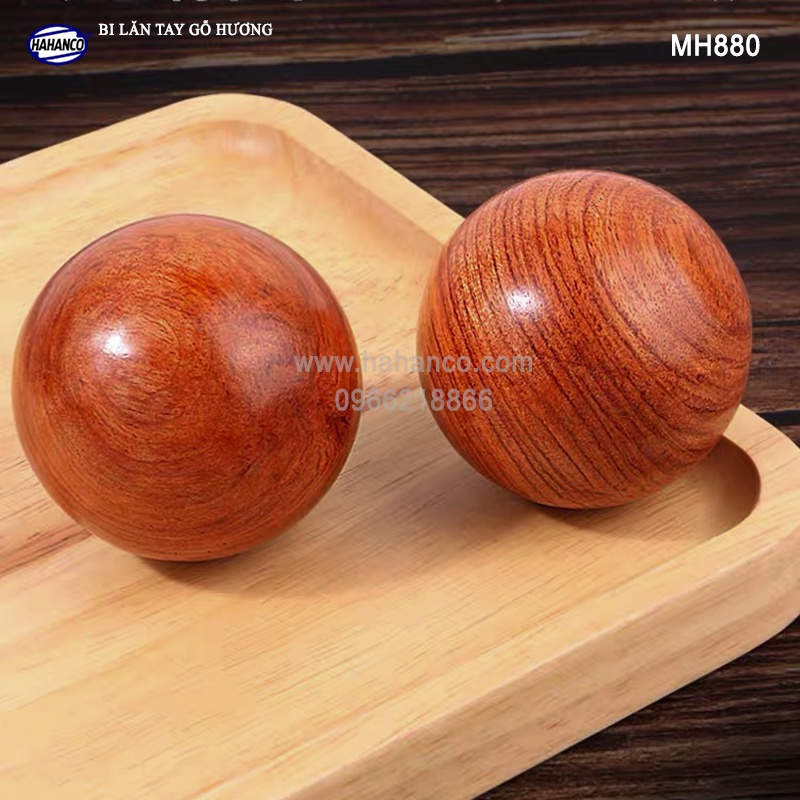COMBO 2 quả bi lăn tay Mát xa Gỗ hương đỏ 5cm, 6cm giúp chống mỏi toàn diện [MH880]