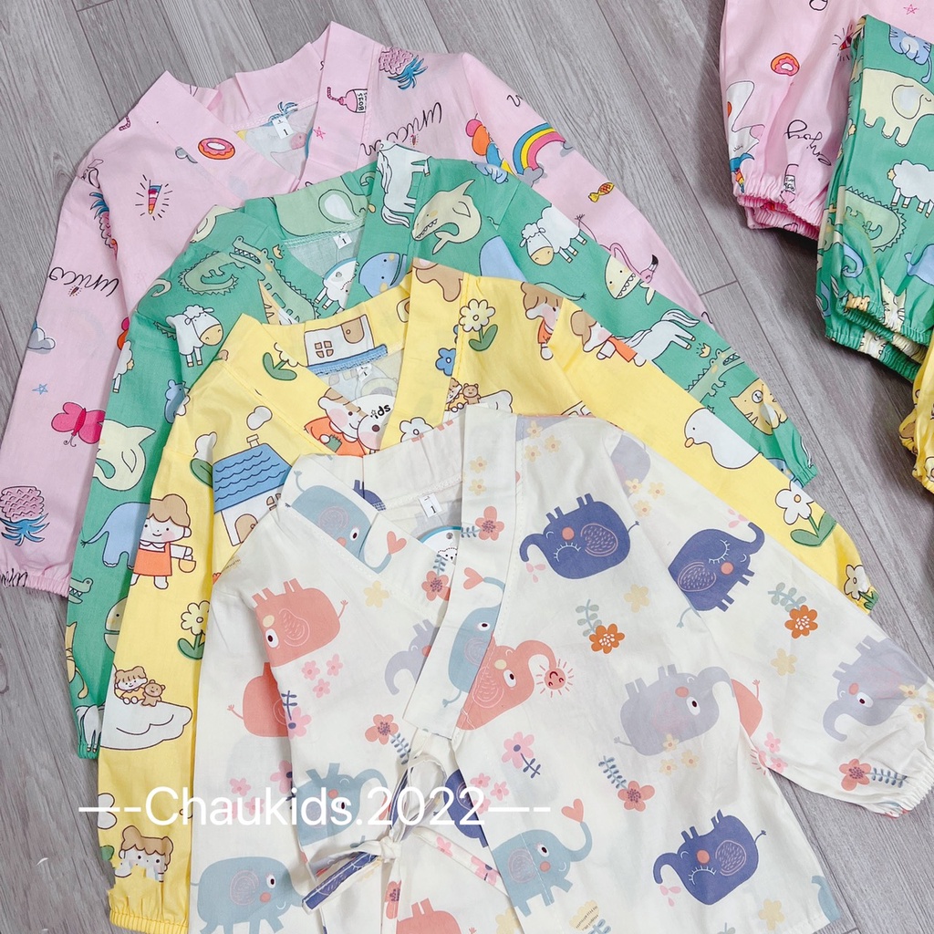 [SALE] Bộ Yukata Cho Bé Trai, Bé Gái Vải Thô Mềm Hoạ Tiết Khủng Long, Đồ Bộ Cho Bé Mặc Nhà CKTD01
