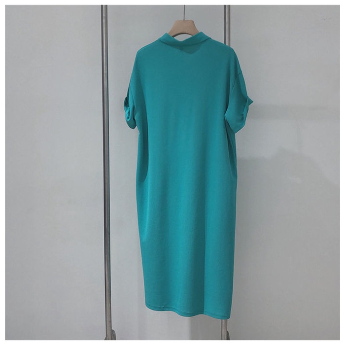 Đầm POLO Thể Thao Tay Ngắn Dáng Rộng Dài Qua Gối Có Size Lớn Thời Trang Mùa Hè Cho Nữ