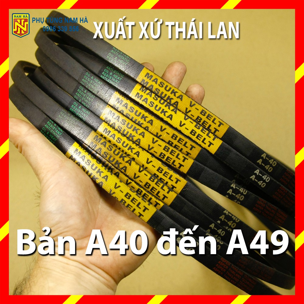 [THAILAND] Dây curoa đai thang MASUKA bản A40, A41, A42, A43, A44, A45, A46, A47, A48, A49